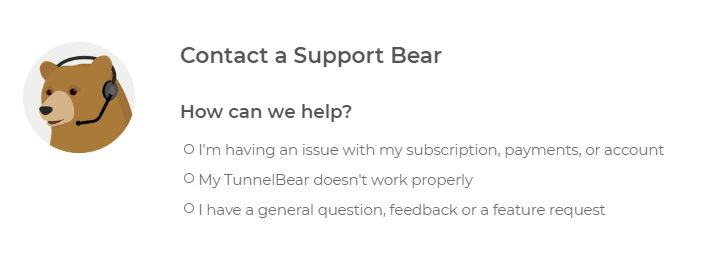 TunnelBear-Supportbear